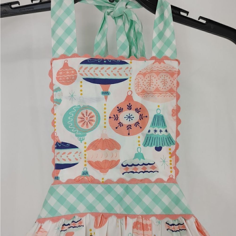 Nwt Serendipity Shrimp & Grits Ornament Christmas Halter Apron Dress Girls Size — image 6 of 7